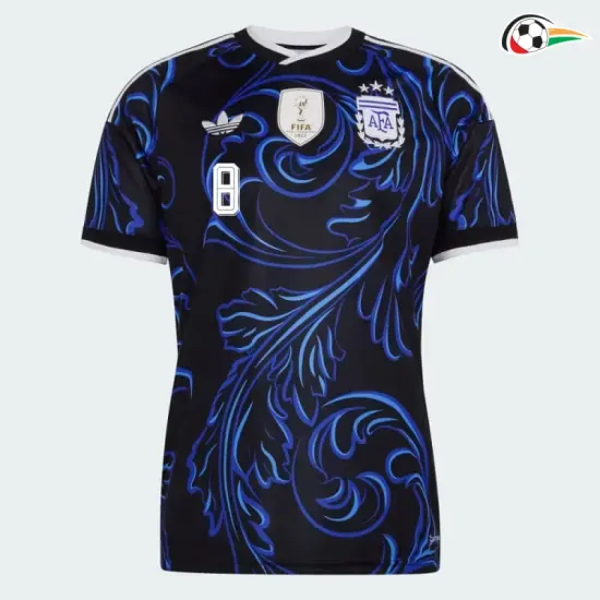 Camisa Reserva E.Fernández 8 Argentina Copa do Mundo 2026 Azul com FIFA2022