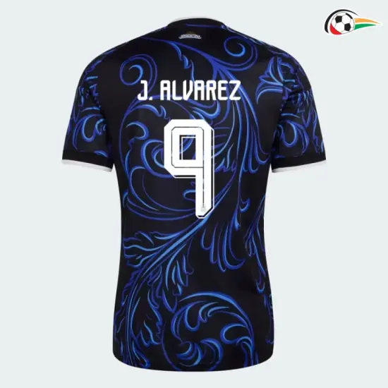 Camisa Reserva J.Álvarez 9 Argentina Copa do Mundo 2026 Azul com FIFA2022