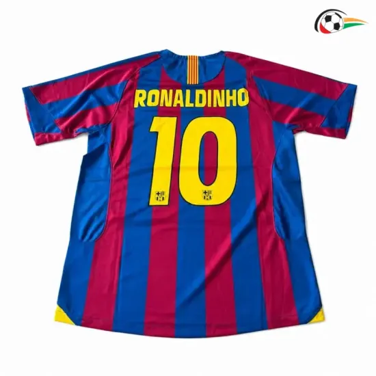 Camisa Retrô Titular RONALDINHO 10 Barcelona 2005/2006 Vermelho/Azul