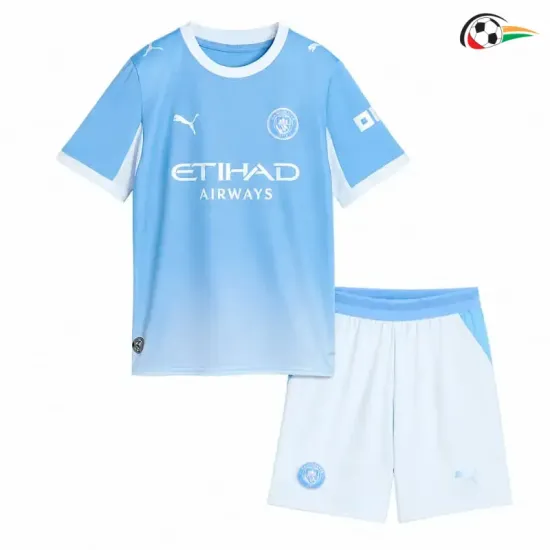 Camisa Titular Infantil Manchester City 2026/2027 Azul/Branco