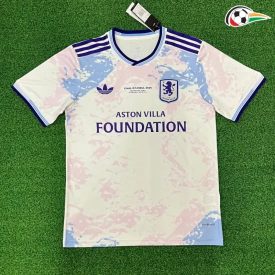 Camisa Alternativa Aston Villa 2025/2026 Branco Off-White Final da Europa League