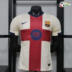 Camisa Versão Jogador Barcelona 2026/2027 Bege/Vermelho