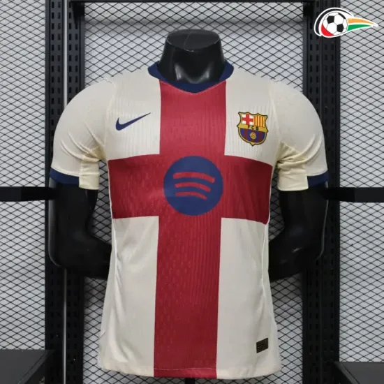 Camisa Versão Jogador Barcelona 2026/2027 Bege/Vermelho