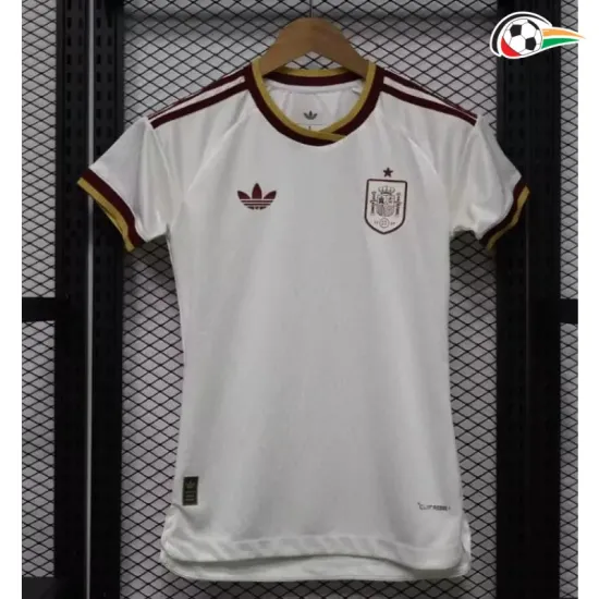 Camisa Reserva Versão Jogador Feminina España Copa do Mundo 2026 Branco/Vermelho
