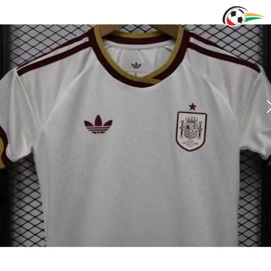 Camisa Reserva Versão Jogador Feminina España Copa do Mundo 2026 Branco/Vermelho