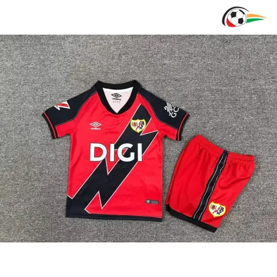 Camisa Rayo Vallecano Reserva 2025/26 Infantil com Patch da La Liga Vermelho/Preto