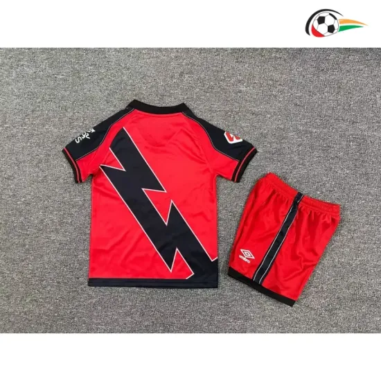 Camisa Rayo Vallecano Reserva 2025/26 Infantil com Patch da La Liga Vermelho/Preto