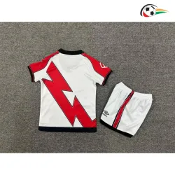 Camisa Rayo Vallecano Titular 2025/26 Infantil com Patch da La Liga Branco/Vermelho