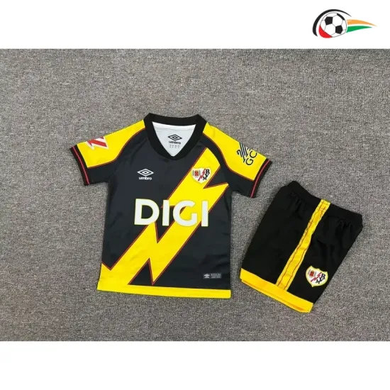 Camisa Rayo Vallecano Third 2025/26 Infantil com Patch da La Liga Preto