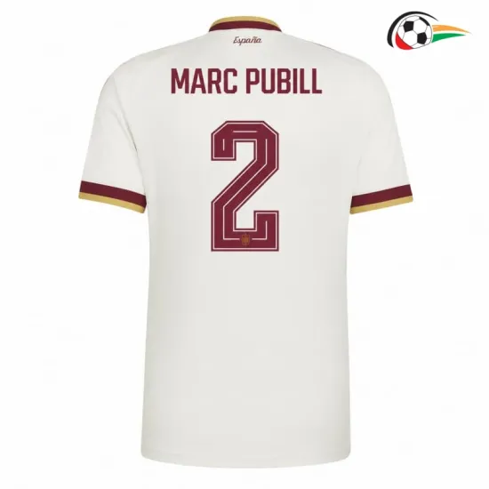 Camisa Reserva Marc Pubill 2 España Copa do Mundo 2026 Branco/Vermelho