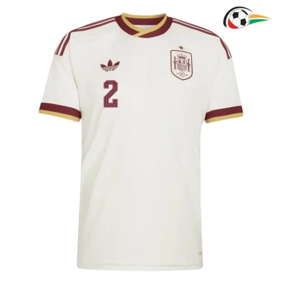 Camisa Reserva Marc Pubill 2 España Copa do Mundo 2026 Branco/Vermelho