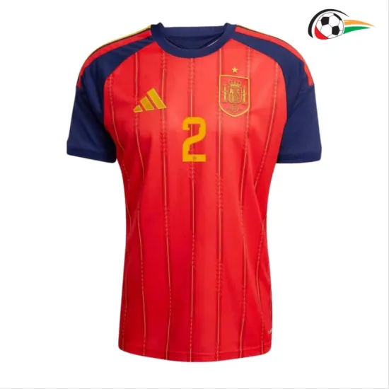 Camisa Titular Marc Pubill 2 España Copa do Mundo 2026 Vermelho/Azul