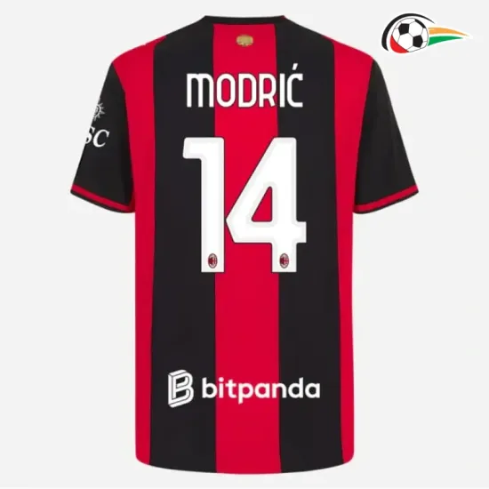 Camisa Titular MODRIĆ 14 AC Milan 2026/2027 Vermelho/Preto