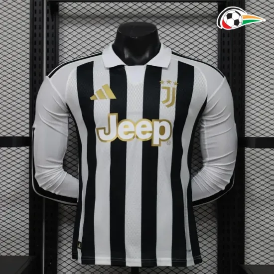 Camisa Titular Versão Jogador Juventus 2026/2027 Preto/Branco Manga Longa