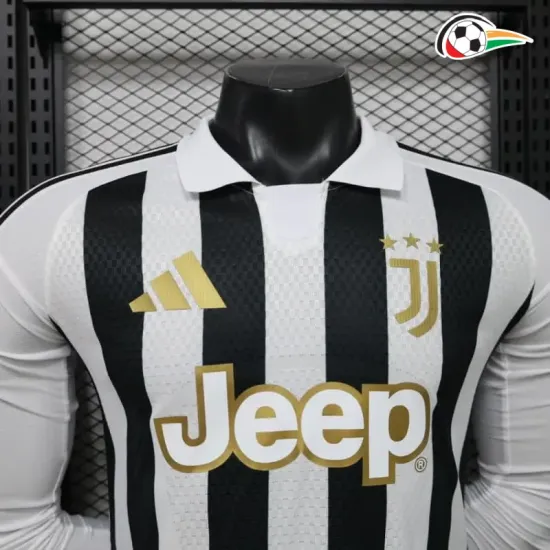 Camisa Titular Versão Jogador Juventus 2026/2027 Preto/Branco Manga Longa