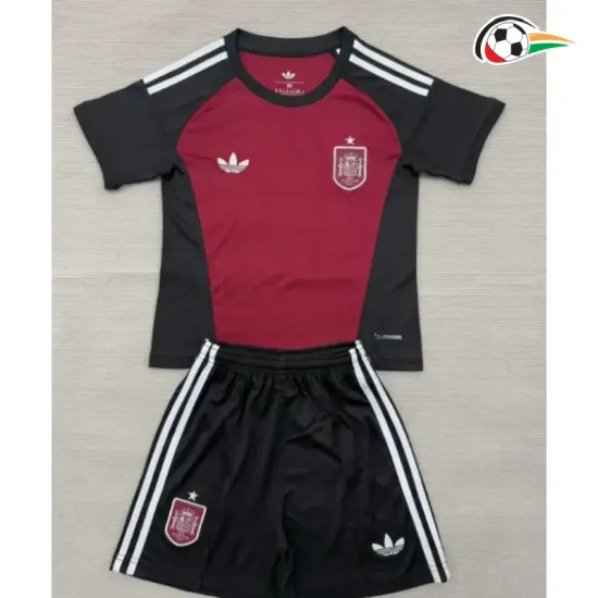 Camisa de Goleiro Reserva Infantil España Copa do Mundo 2026 Vermelho/Preto
