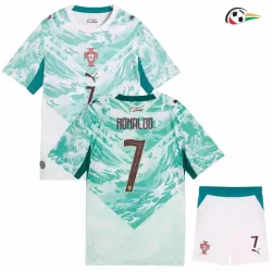Camisa Reserva Infantil Ronaldo 7 Portugal Copa do Mundo 2026 Verde/Branco
