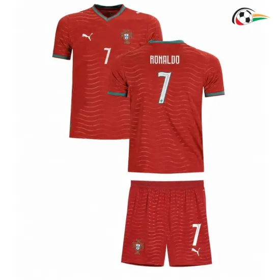 Camisa Titular Infantil Ronaldo 7 Portugal Copa do Mundo 2026 Vermelho