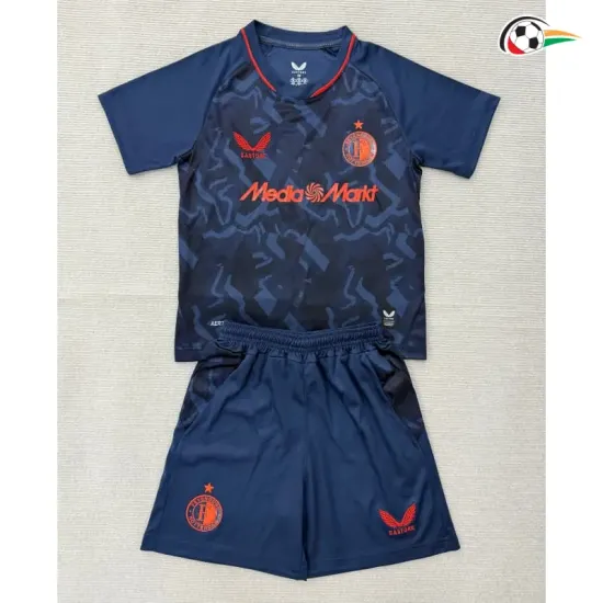 Camisa Alternativa Infantil Feyenoord 2026/2027 Azul Marinho/Laranja