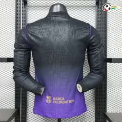Camisa Versão Jogador Barcelona 2026/2027 Roxo/Preto Manga Longa