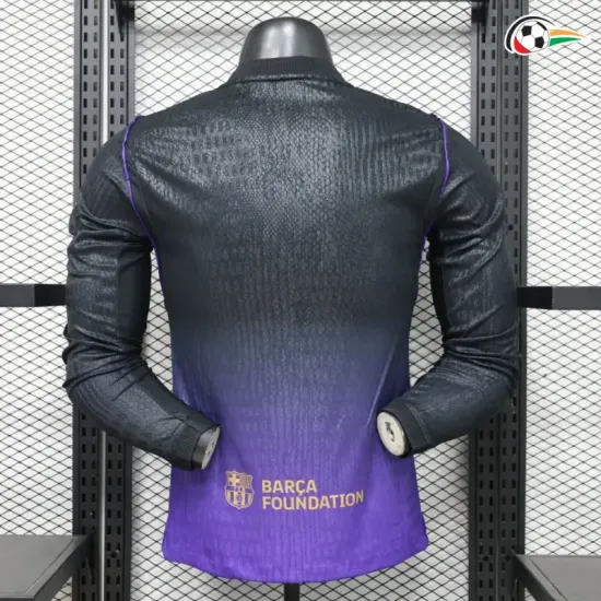 Camisa Versão Jogador Barcelona 2026/2027 Roxo/Preto Manga Longa