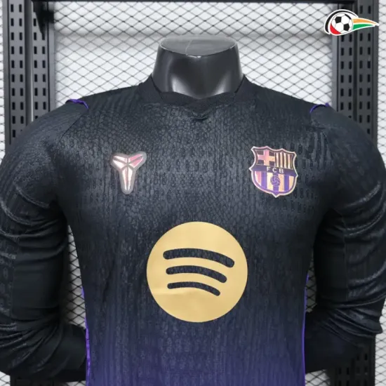 Camisa Versão Jogador Barcelona 2026/2027 Roxo/Preto Manga Longa