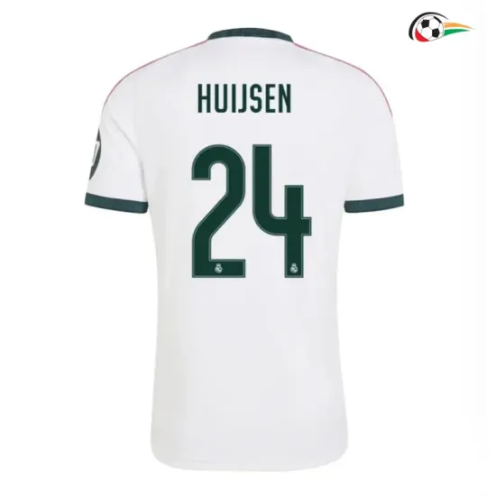 Camisa Titular HUIJSEN 24 Real Madrid 2026/2027 Branco com Patch HP