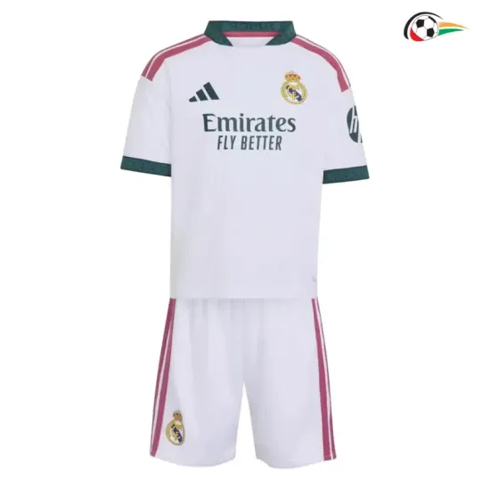 Camisa Titular Infantil HUIJSEN 24 Real Madrid 2026/2027 Branco com Patch HP