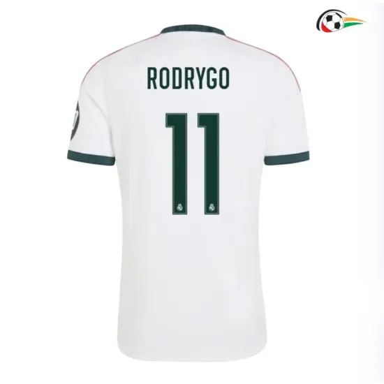 Camisa Titular RODRYGO 11 Real Madrid 2026/2027 Branco com Patch HP