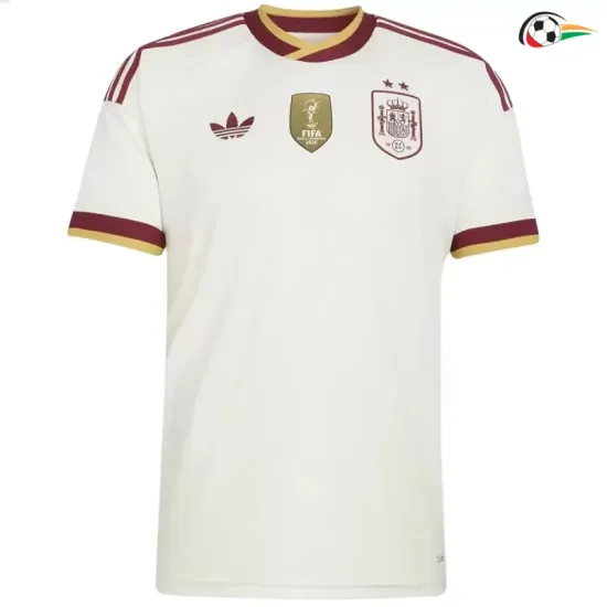 Camisa Reserva España Copa do Mundo 2026 Branco/Vermelho com Duas Estrelas e FIFA2026