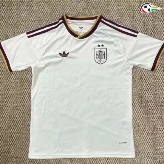 Camisa Reserva España Copa do Mundo 2026 Branco/Vermelho com Duas Estrelas e FIFA2026