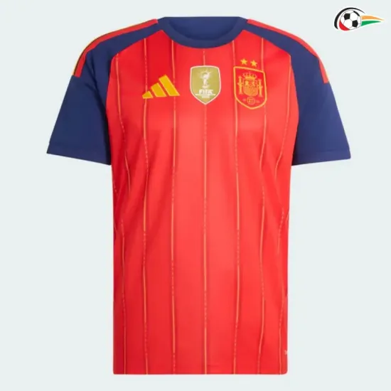 Camisa Titular España Copa do Mundo 2026 Vermelho/Azul com Duas Estrelas e FIFA2026