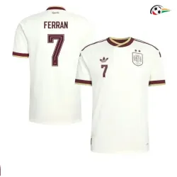 Camisa Reserva Ferran 7 España Copa do Mundo 2026 Branco Duas Estrelas