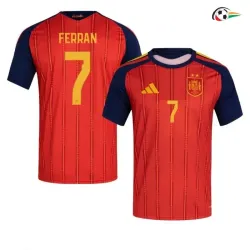 Camisa Titular Ferran 7 España Copa do Mundo 2026 Vermelho/Azul Duas Estrelas
