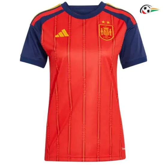 Camisa Titular Versão Feminina España Copa do Mundo 2026 Vermelho/Azul Duas Estrelas