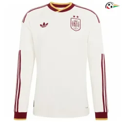Camisa Reserva España Copa do Mundo 2026 Branco Duas Estrelas Manga Longa