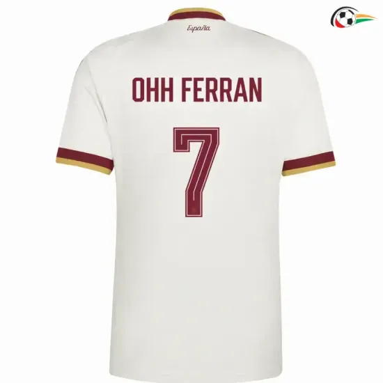 Camisa Reserva OHH FERRAN 7 España Copa do Mundo 2026 Branco Duas Estrelas