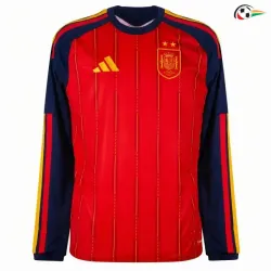 Camisa Titular España Copa do Mundo 2026 Vermelho/Azul Duas Estrelas Manga Longa