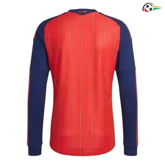 Camisa Titular España Copa do Mundo 2026 Vermelho/Azul Duas Estrelas Manga Longa