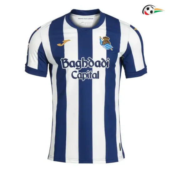 Camisa Titular Real Sociedad 2026/2027 Azul/Branco com Patch da La Liga