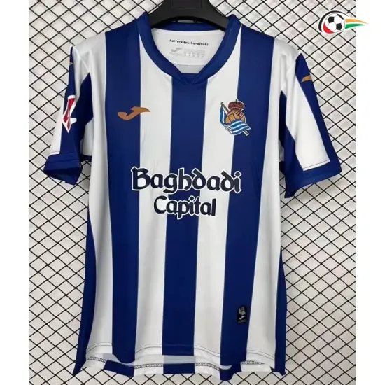 Camisa Titular Real Sociedad 2026/2027 Azul/Branco com Patch da La Liga