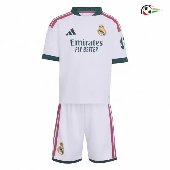 Camisa Titular Infantil Real Madrid 2026/2027 Branco com Patch HP