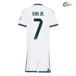 Camisa Titular Infantil VINI JR. 7 Real Madrid 2026/2027 Branco com Patch HP