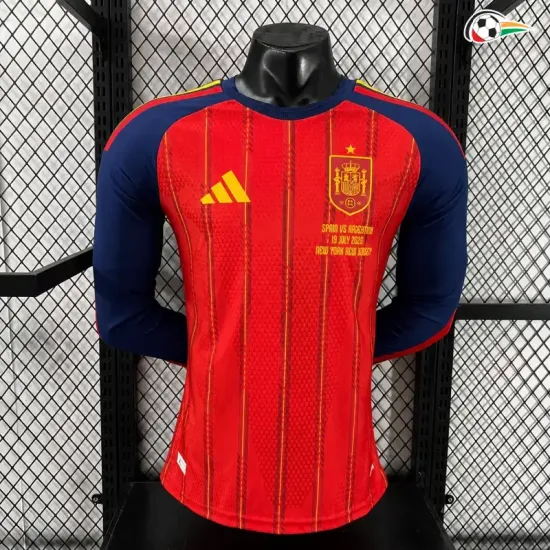 Camisa Titular Versão Jogador España Copa do Mundo 2026 Vermelho/Azul Edição Final Manga Longa