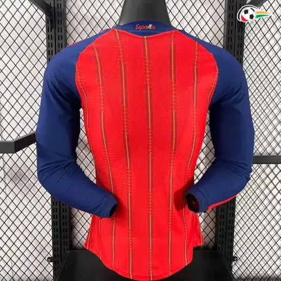 Camisa Titular Versão Jogador España Copa do Mundo 2026 Vermelho/Azul Edição Final Manga Longa