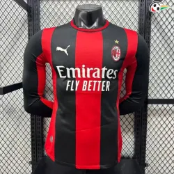 Camisa Titular Versão Jogador AC Milan 2026/2027 Vermelho/Preto Manga Longa