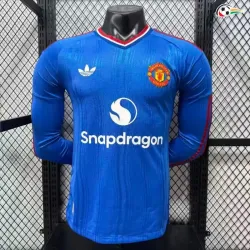 Camisa Reserva Versão Jogador Manchester United 2026/2027 Azul Manga Longa