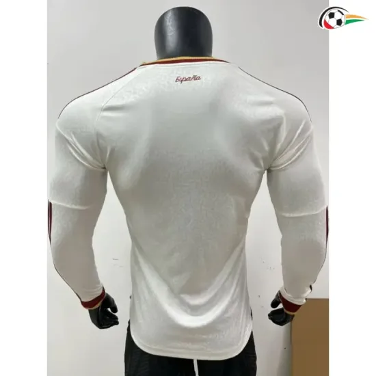 Camisa Reserva Versão Jogador España Copa do Mundo 2026 Branco Duas Estrelas Manga Longa