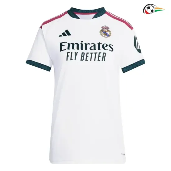 Camisa Titular Versão Feminina Real Madrid 2026/2027 Branco com Patch HP