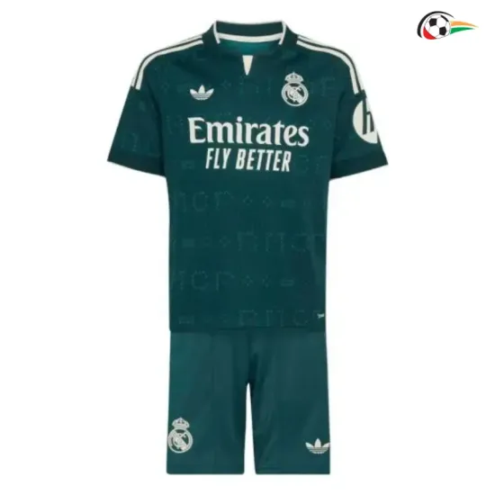 Camisa Reserva Infantil Real Madrid 2026/2027 Verde Escuro com Patch HP
